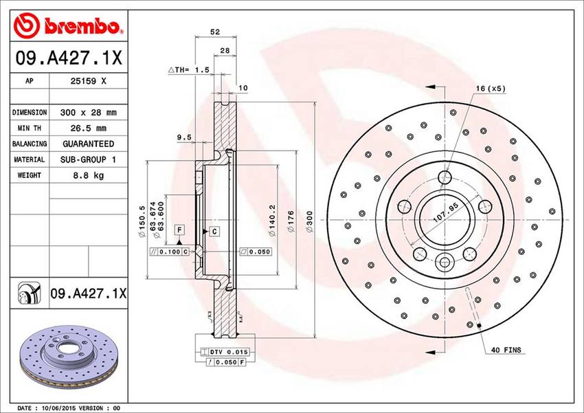 Land Rover Volvo Brembo Disc Brake Rotor - Front (300mm) 31341382